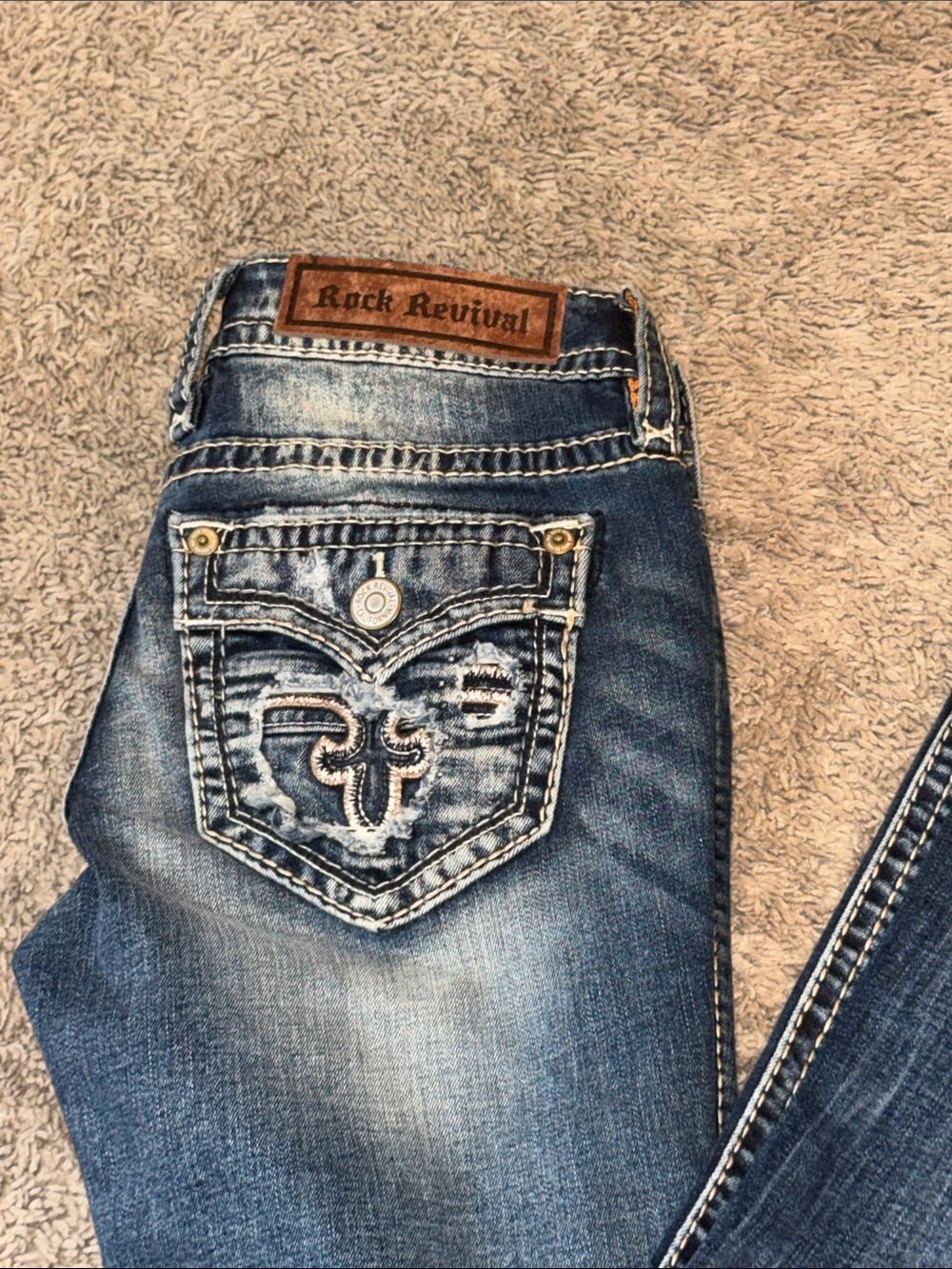 Rock Revival Women's Dark Blue Flare Jeans with Embroidered Back Pockets - Picture 4 of 4